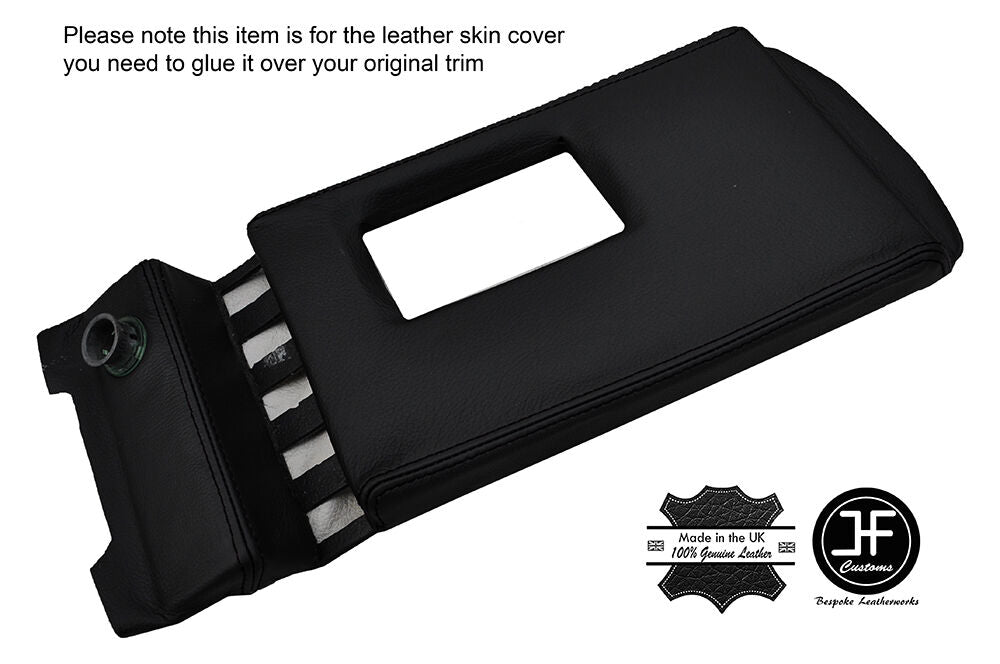 BLACK STITCH TOP CENTER CONSOLE PAD LEATHER COVER FITS DELOREAN DMC-12 81-83