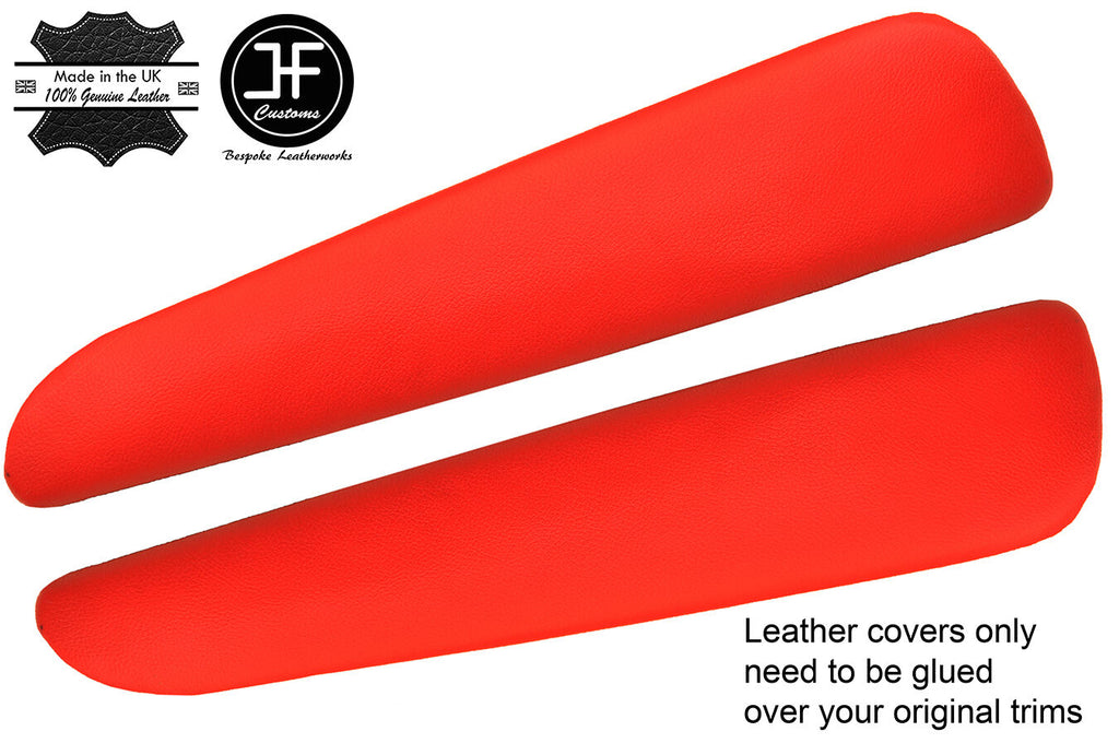 RED REAL LEATHER 2X FRONT DOOR ARMREST COVERS PAD FITS BMW E46 CONVERTIBLE COUPE