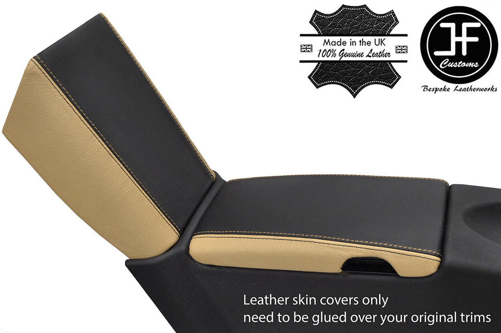 BLACK & BEIGE ARMREST & STORAGE LID LEATHER COVERS FOR MERCEDES SLK R171 04-11