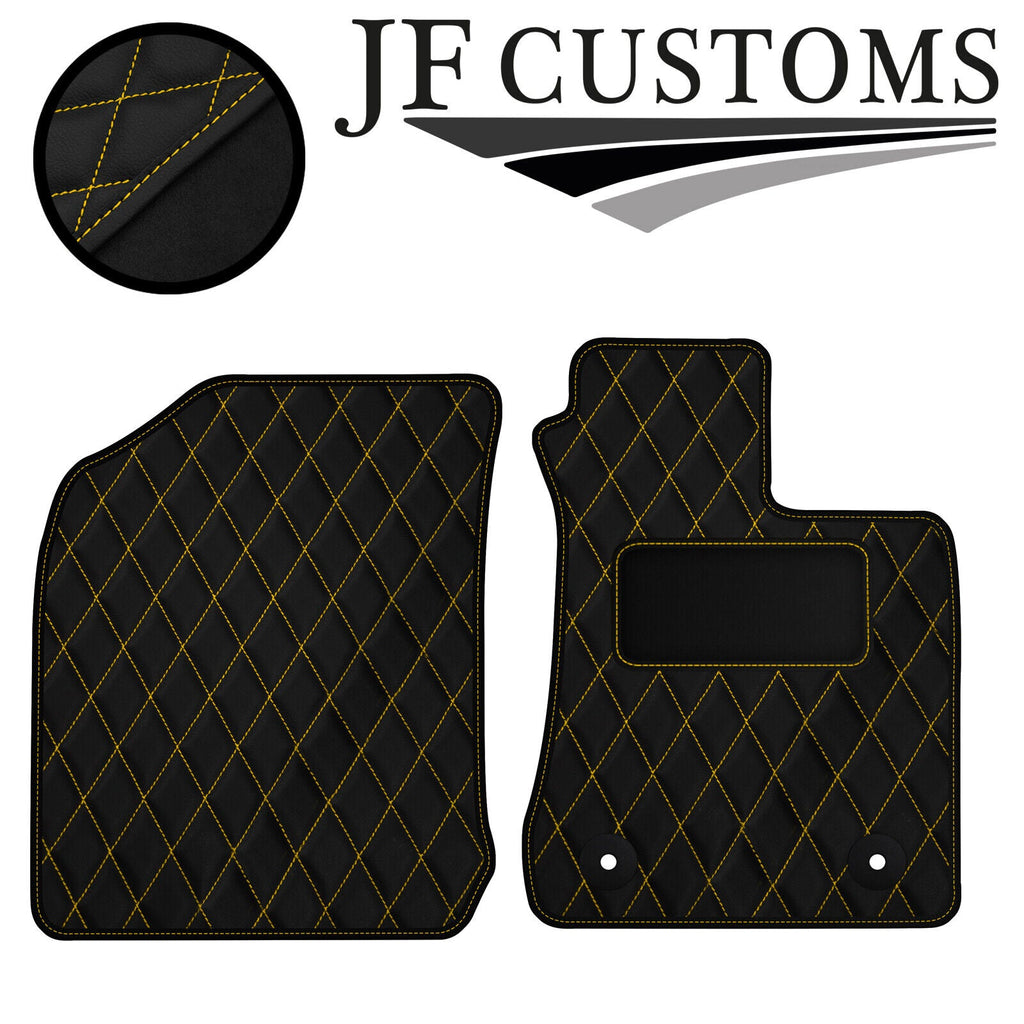 YELLOW DIAMOND STITCH VINYL 2X TAILORED FLOOR CARPET FOR TOYOTA HILUX 11-17 JF1