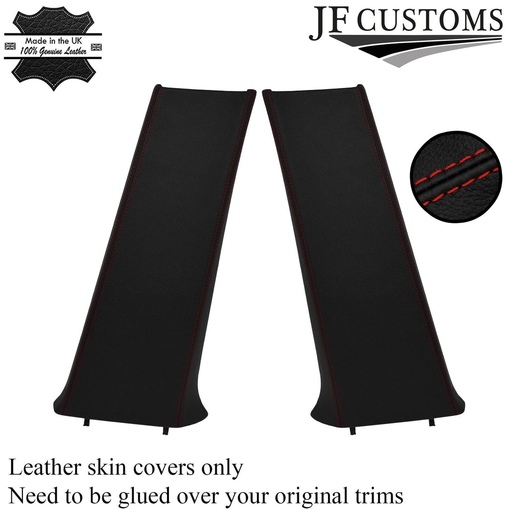 D RED STITCH LEATHER 2X LOWER B PILLAR COVERS FITS VOLKSWAGEN VW GOLF Mk4 98-04