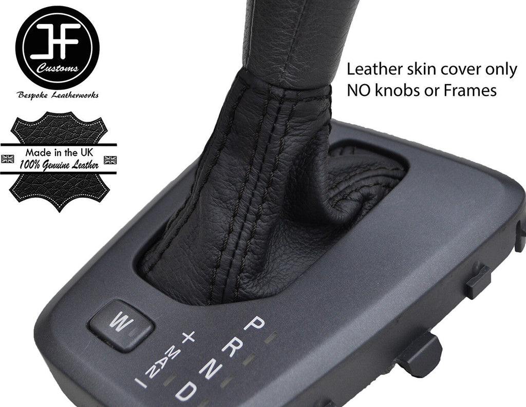 BLACK STITCH TOP GRAIN LEATHER AUTOMATIC GEAR GAITER FITS VOLVO S60 2003-2008