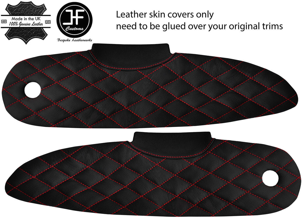 RED DIAMOND STITCH 2X DOOR CARD TRIM LEATHER COVERS FOR LOTUS ELISE S1 96-01