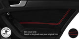 RED  STITCH 2X REAR DOOR CARD TRIM SUEDE COVERS FITS AUDI A5 SPORTBACK 4 DOOR