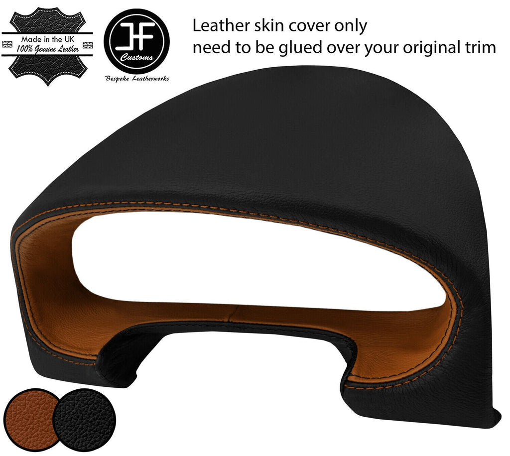BLACK TAN SPEEDO GAUGE HOOD TOP GRAIN LEATHER COVER FITS MAZDA MX5 MK2 98-05