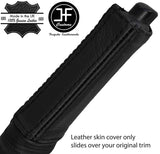 BLACK & BLACK STRIPE REAL LEATHER HANDBRAKE HANDLE COVER FITS FIAT DOBLO 10-15