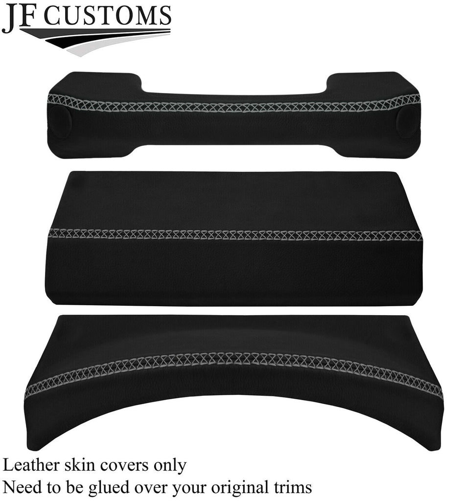 GREY LUX-STITCH LEATHER 3X DASH TRIM COVERS FOR LAND ROVER DEFENDER 07-16