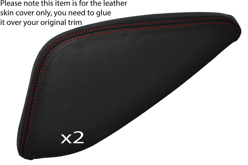 RED STITCH 2X CENTER CONSOLE TRIANGLE SKIN COVERS FITS NISSAN QASHQAI 13-16