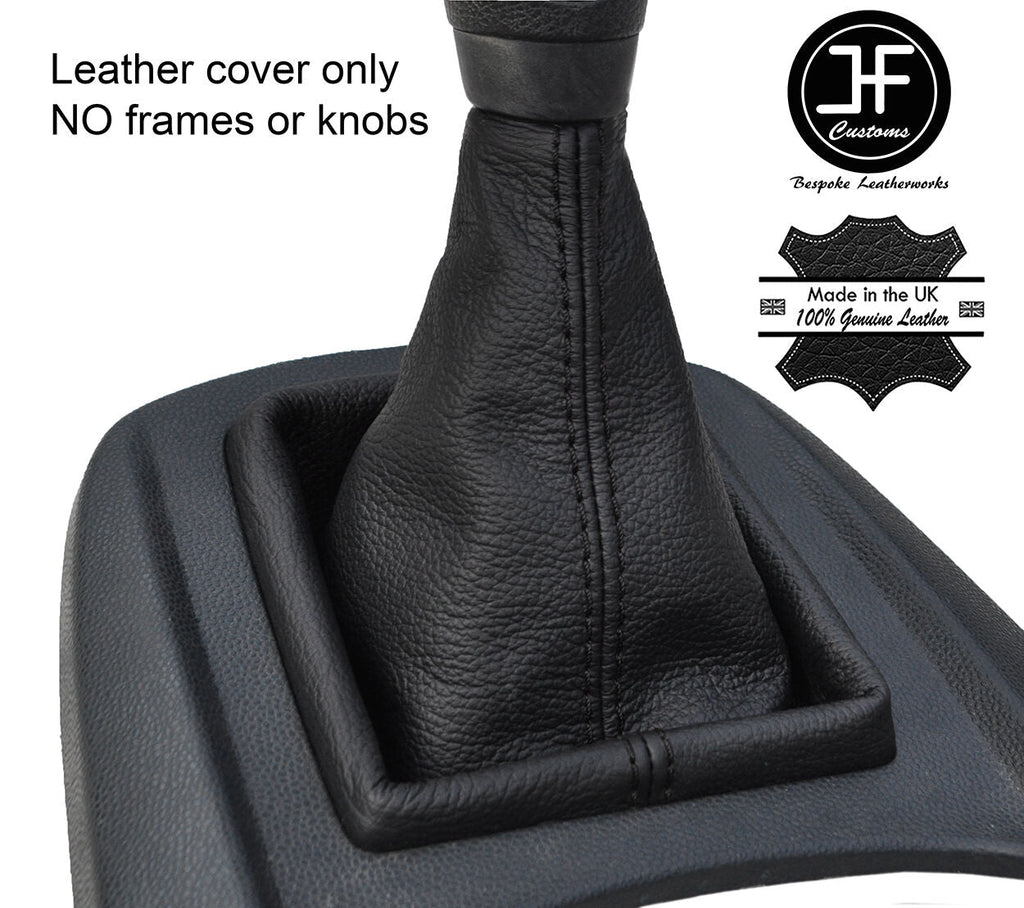 BLACK STITCH TOP GRAIN REAL LEATHER GEAR GAITER FITS FORD FIESTA MK7 2008-2013