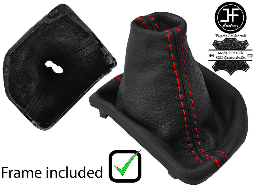 RED STITCH LEATHER AUTOMATIC GEAR GAITER + PLASTIC FRAME FOR VW T6 2016-2019