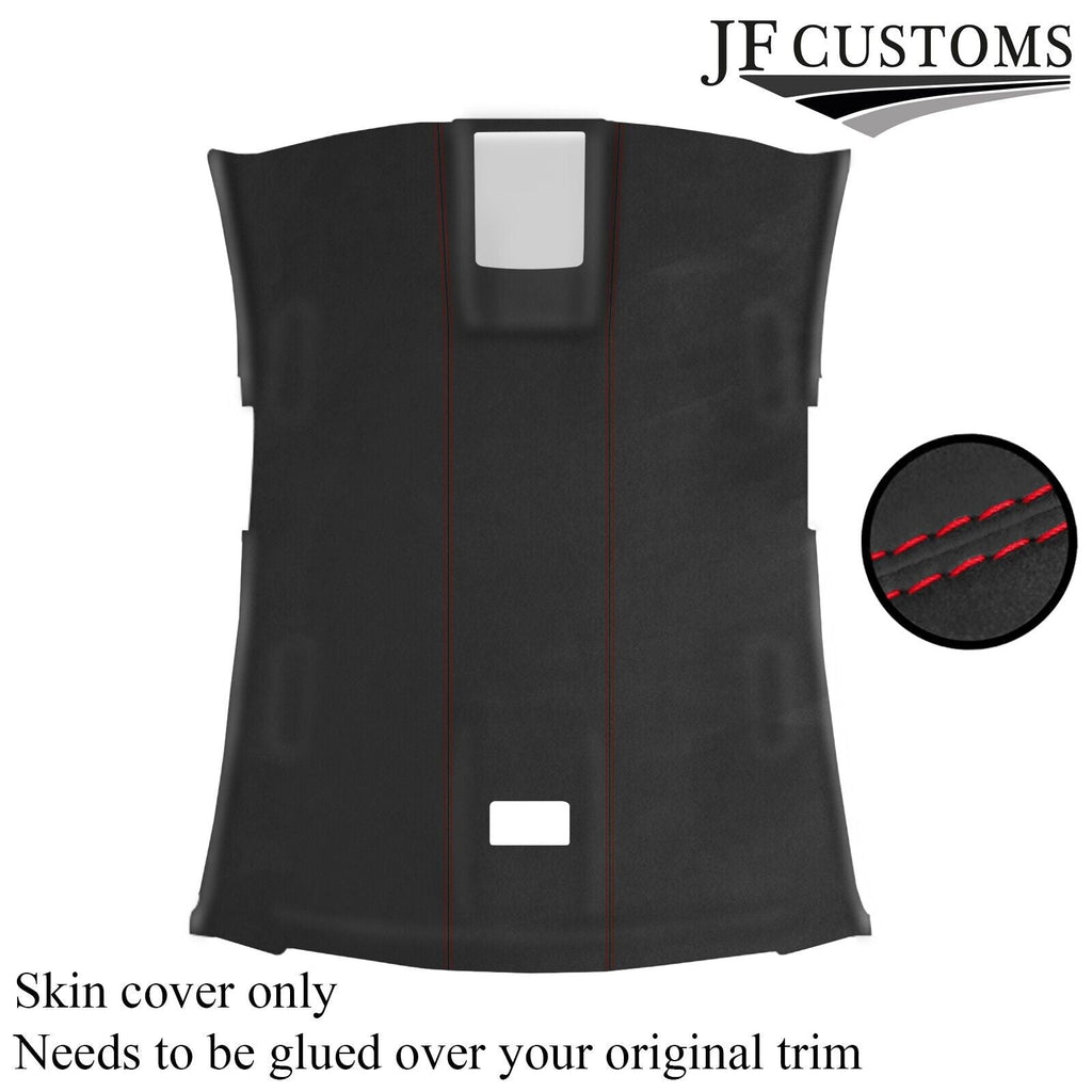 RED STITCH DARK GREY LUXE SUEDE HEADLINER COVER FITS JAGUAR XF 2008-2015