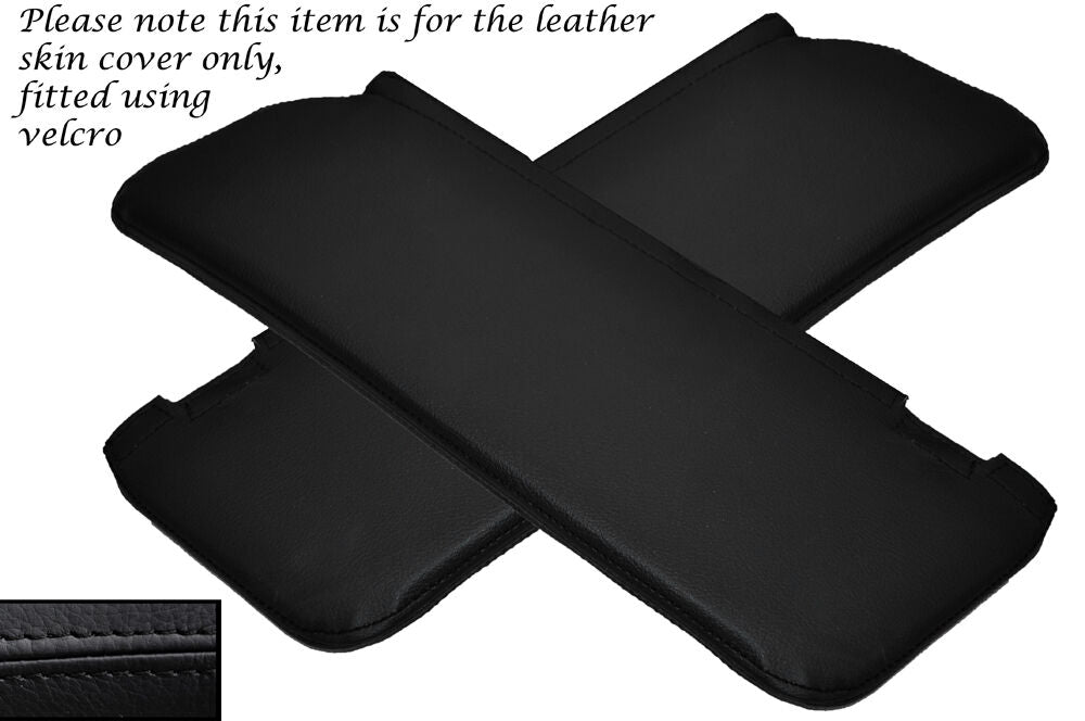 BLACK STITCH 2X SUN VISORS LEATHER COVERS FITS MERCEDES W108 STACKLIGHT 65-72