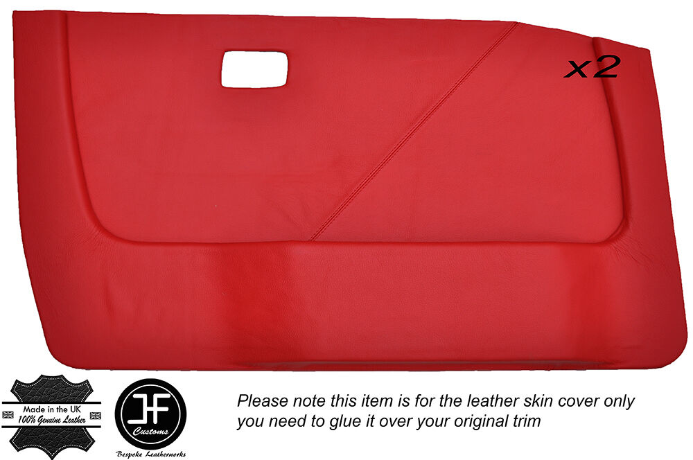 RED LEATHER 2X FRONT DOOR CARD COVERS FITS BMW 5 SERIES E28 1981-1987 CUSTOM NEW
