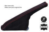 RED STITCHING REAL SUEDE SLIM HANDBRAKE GAITER FITS FIAT 500 2007-2017