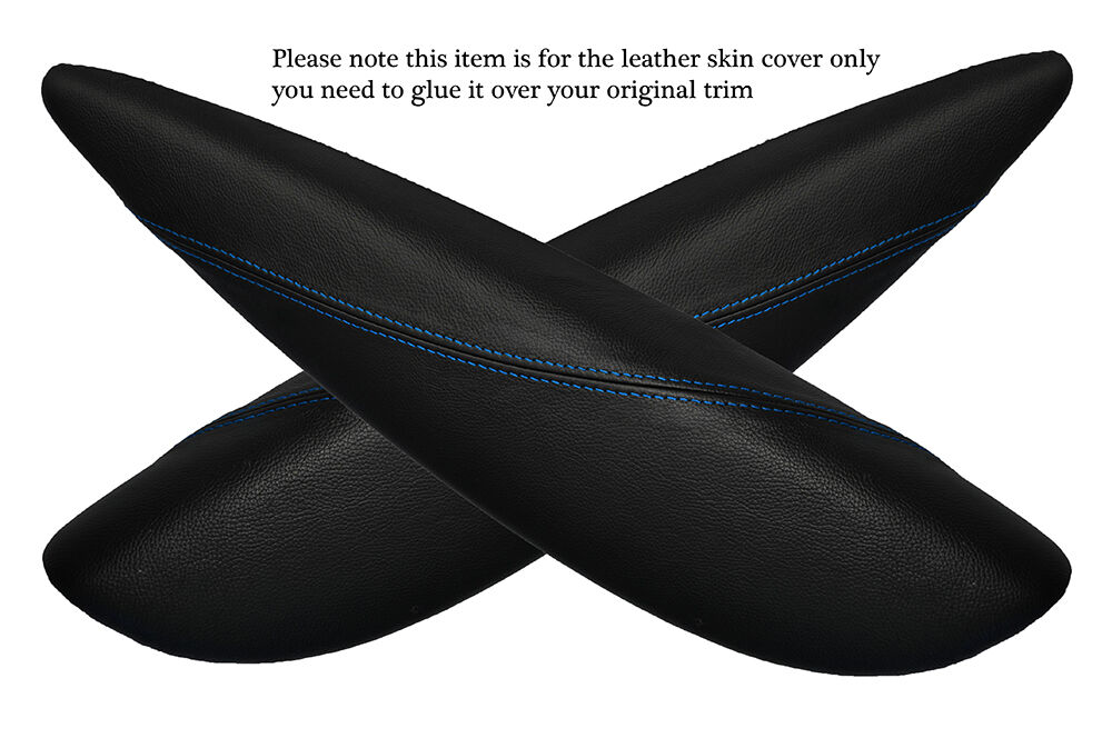 BLUE STITCH 2X DOOR PANTHERS LEATHER SKIN COVER FITS BMW MINI COOPER R56 07-14