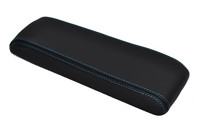 FITS ALFA ROMEO MITO 2009+ BLACK LEATHER ARMREST COVER blue stitching CUSTOM NEW