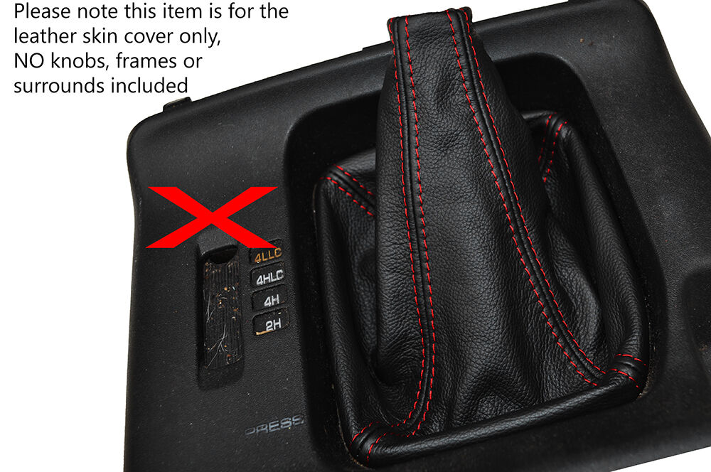 RED STITCHING MANUAL LEATHER GEAR GAITER FITS MITSUBISHI SHOGUN MK3 2000-2006