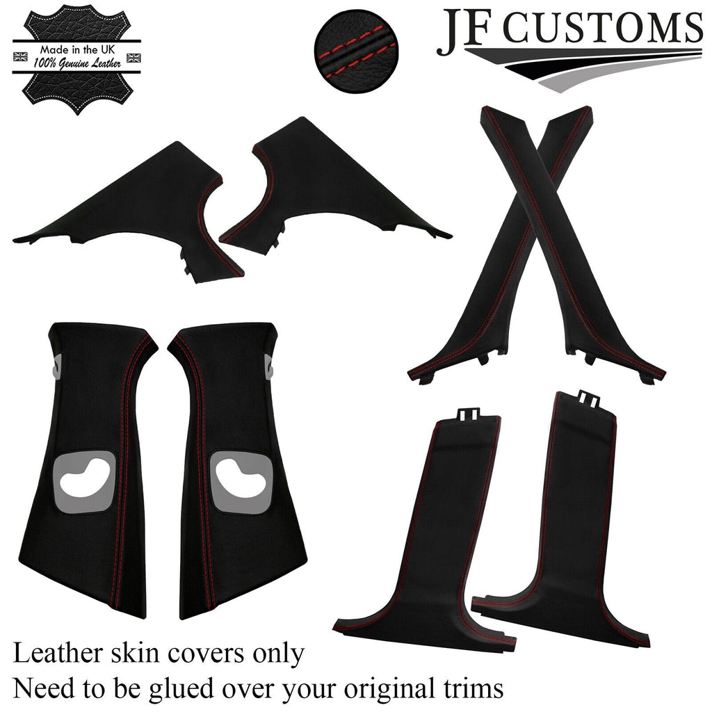 D RED STITCH ITALIAN LEATHER PILLAR KIT COVERS FOR BMW 5 SERIES F10 F11 10-16