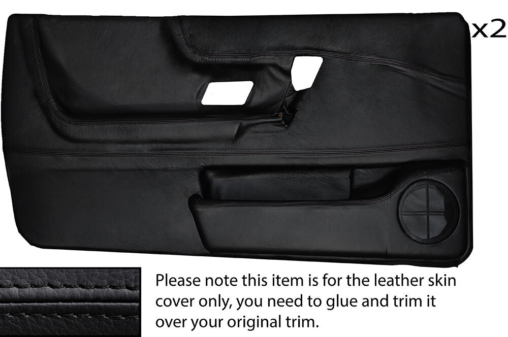 BLACK STITCH 2X FRONT FULL DOOR CARD LEATHER SKIN COVER FITS VW CORRADO 88-95