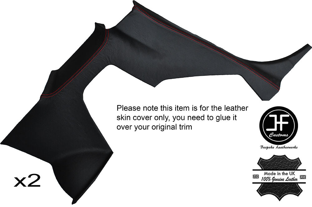 RED STITCH 2X REAR QUARTER PANEL LEATHER COVERS FITS NISSAN 350Z Z33 03-09