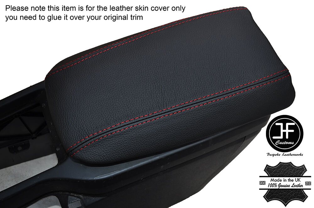 RED STITCHING ARMREST LID LEATHER COVER FITS VOLVO V40 2012-2015 CUSTOM NEW
