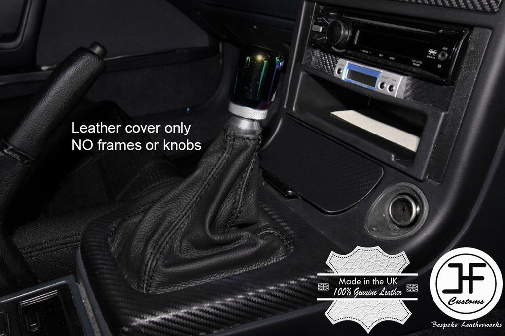 BLACK STITCH TOP GRAIN LEATHER GEAR GAITER FITS MAZDA RX-7 RX7 FC3S 1986-1991