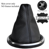 BLACK STITCH CARBON FIBER VINYL GEAR GAITER FITS FORD FIESTA MK6 FUSION 02-08