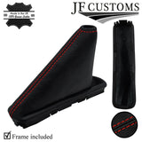 RED STITCH LEATHER HANDBRAKE GAITER + PLASTIC FRAME FOR CHEVROLET AVEO 02-05