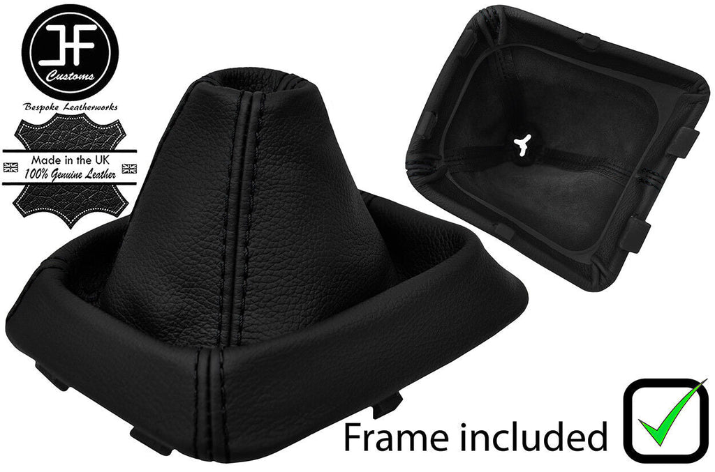 BLACK STITCH LEATHER GEAR GAITER + PLASTIC FRAME FITS VOLVO 850 1992-1997