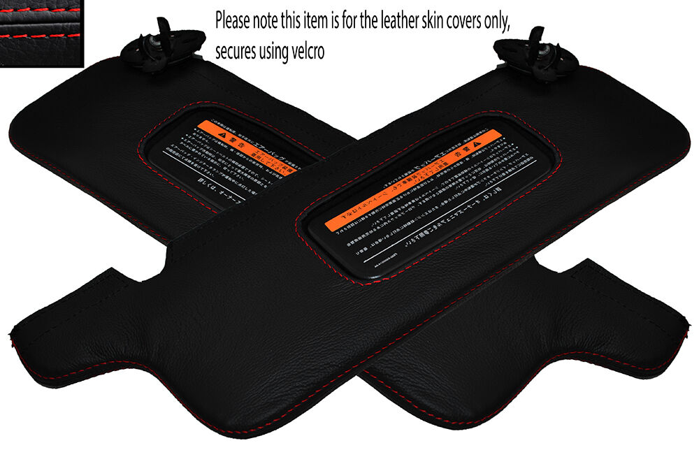 RED STITCHING 2X SUN VISORS SKIN COVERS FITS FORD MUSTANG CONVERTIBLE 94-04