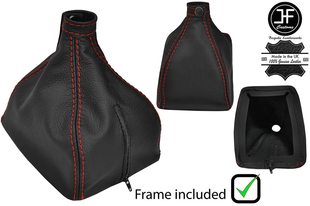 RED STITCH LEATHER MANUAL GEAR GAITER+PLASTIC FRAME FOR VOLVO 240 740 940