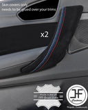 BLACK SUEDE TRI STITCH 2X DOOR HANDLE TRIM COVERS FOR BMW 1 SERIES F20 F21 11-17