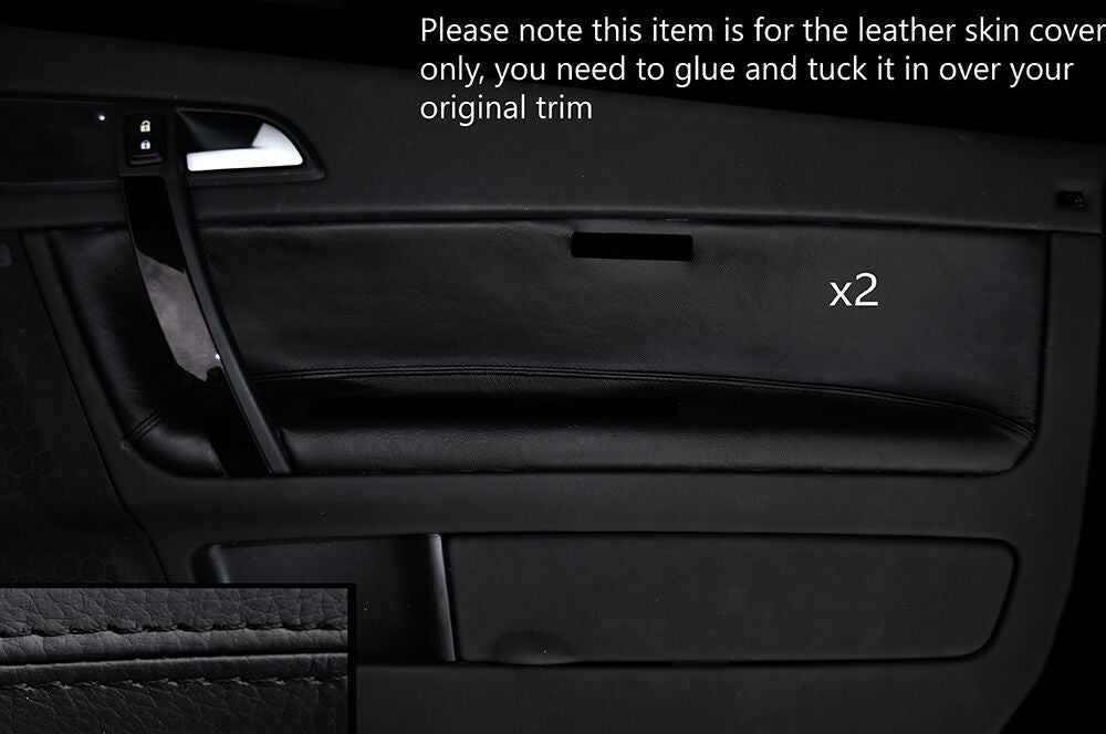 BLACK STITCH 2X FRONT DOOR CARD TRIM LEATHER COVERS FITS VOLVO C70 2006-2014