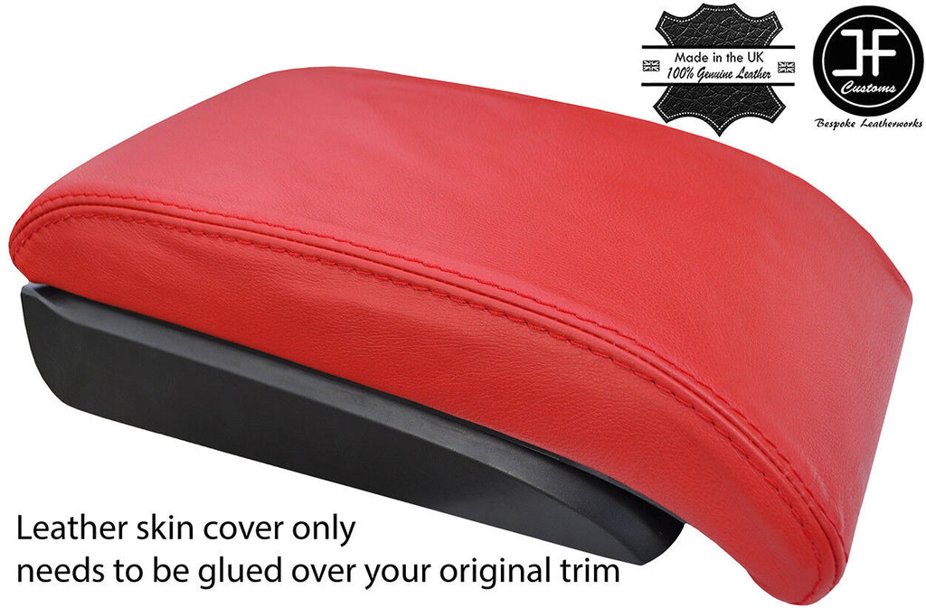 RED REAL LEATHER SLIDING  ARMREST COVER FOR VW TOURAN CADDY 03-10 CUSTOM NEW