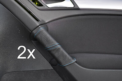 blue stitching FITS VW GOLF MK6 6 VI 2008+ LEATHER 2X DOOR HANDLE COVERS