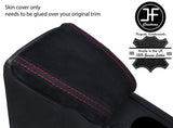 RED STITCHING REAL SUEDE ARMREST COVER FOR VW GOLF MK3 VENTO JETTA 1991-1998