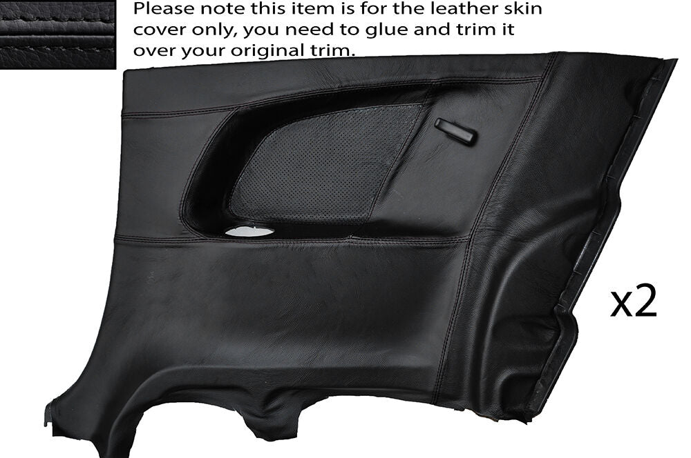 BLACK STITCH 2X FULL REAR DOOR CARD SKIN COVER FITS TOYOTA CELICA MK7 99-06