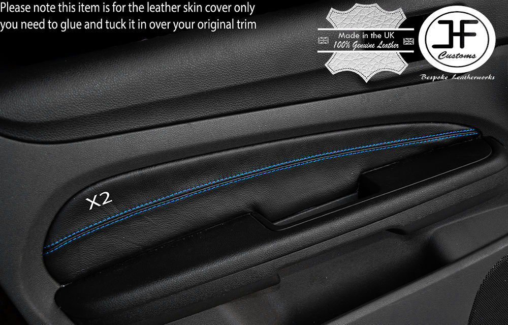 BLUE STITCHING 2X FRONT DOOR CARD TRIM COVERS FITS FORD FOCUS MK3 08-11 3 DOOR