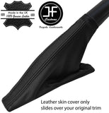 BLACK & BLACK STRIPE REAL LEATHER HANDBRAKE GAITER FITS FIAT DOBLO 2010-2015