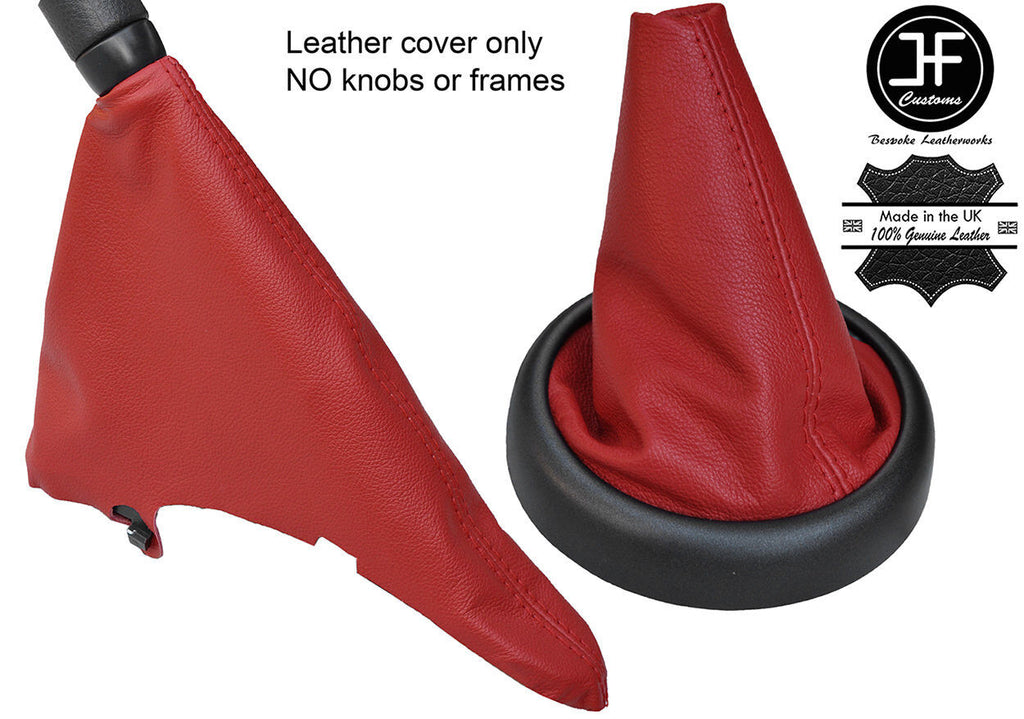 DARK RED TOP GRAIN LEATHER GEAR HANDBRAKE GAITER FITS BMW MINI R50 R52 R53 01-06
