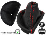 RED STITCH LEATHER AUTOMATIC GEAR GAITER+PLASTIC FRAME FOR AUDI TT MK2 06-14