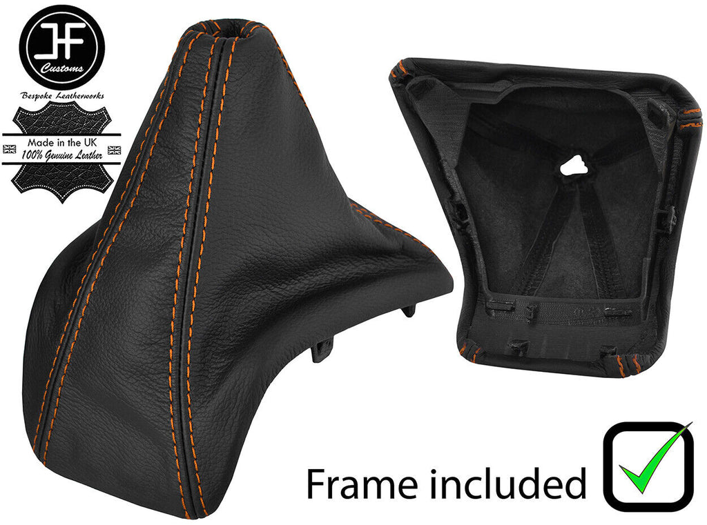 ORANGE STITCH LEATHER GEAR GAITER+PLASTIC FRAME FITS FORD TRANSIT CUSTOM 13-17