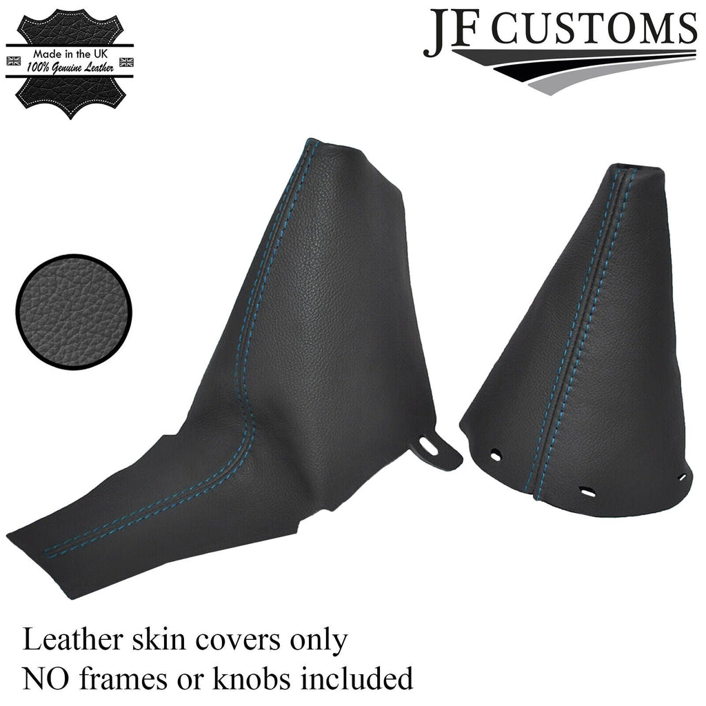 BLUE STITCHING FITS BMW MINI R50 R53 GEAR HANDBRAKE 01-06 DARK GREY LEATHER