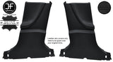 BLACK STITCH 2X LOWER B PILLAR PAD LEATHER COVERS FITS TESLA MODEL S 12-16