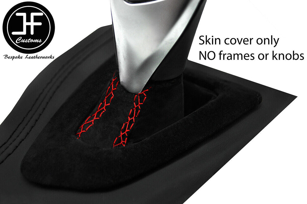 RED CROSS STITCH SUEDE AUTOMATIC GEAR GAITER FOR BMW 1 SERIES F20 F21 11-19