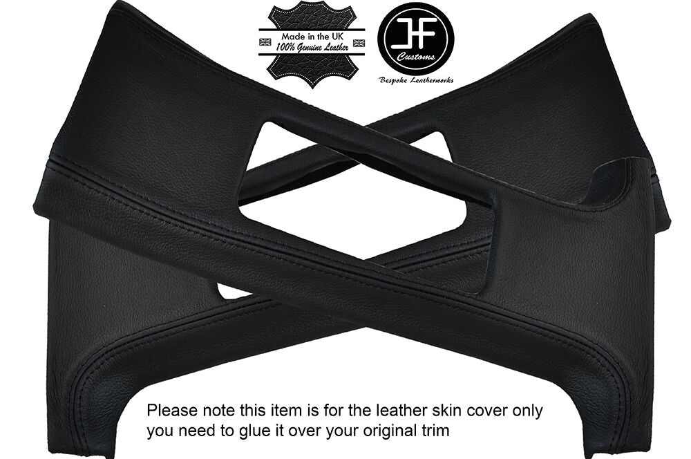 BLACK STICH 2X UPPER B PILLAR LEATHER COVERS FITS VW GOLF MK3 JETTA 91-98 5 DR