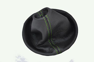 green stitch FITS SKODA FABIA 2006-2011 LEATHER GEAR GAITER CUSTOM NEW