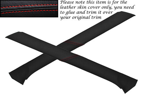 RED STITCHING FITS RANGE ROVER CLASSIC 2X WINDSCREEN PILLAR LEATHER COVERS ONLY