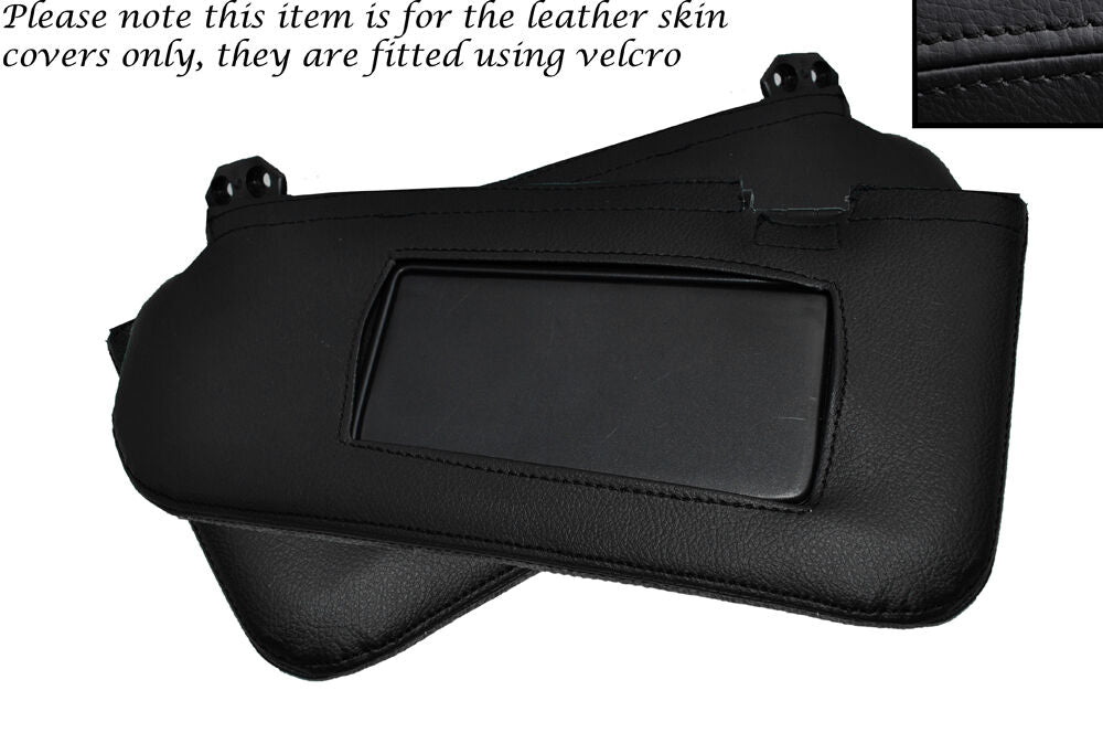 BLACK STITCH 2X SUN VISORS LEATHER SKIN COVERS FITS NISSAN GT-R R35 2009-2014