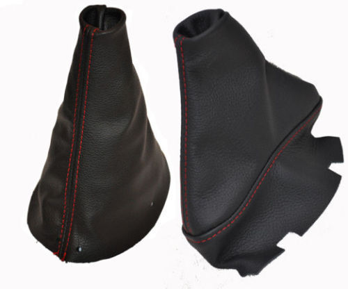 RED STITCHING FITS PEUGEOT 308 2007-2012 BLACK GEAR GAITER + HANDBRAKE SET